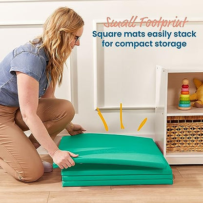 ECR4Kids SoftZone Play Patch Activity Mat Squares, Modular Playmat, Emerald, 4-Pack - color: Emerald