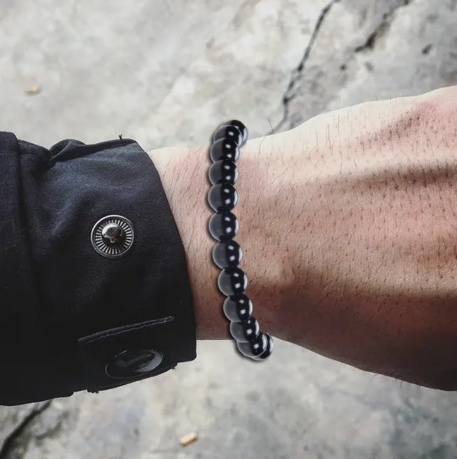 MASSIVE BEADS Handmade Yoga Natural Stone Crystal Healing Power Energy Gifts for Unisex Adult Bracelet Macrame Adjustable - color: Black Tourmaline(Super Protection), size: 6mm