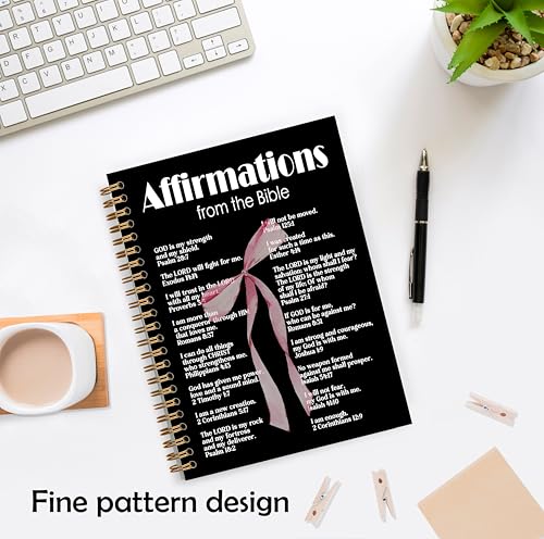 Coquette Black Pink Bow Christian Notebook, Affirmations from the Bible Journal, Prayer Journal for Woman, Church Notes Notebook, Scripture Hardcover Spiral Notebooks, 5.5x8.3 Inch - color: Color_10