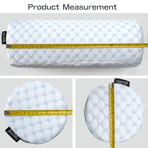 Neck Roll Pillow for Neck Pain Relief - Memory Foam Neck Support Pillow for Bed | Round Neck Pillow for Sleeping, 15.7 * 6 * 6 inch (Cool-Blue)
