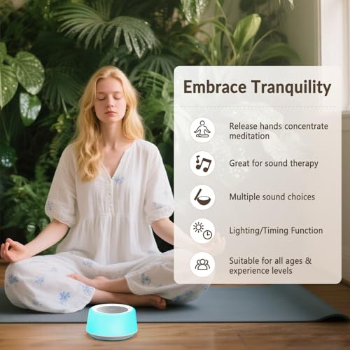 Kipcush Sleep Sound Machine& Tibetan Singing Bowl Machine Bundle for Sleep, Relax, Work, Night Feeding, Yoga, Meditation, Mindfulness, Healing, Chakra Healing and Stress Relief