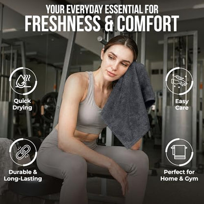 RIVERSIDE Pack of 24 Wash Cloths for Showering, 12 x 12 Inches, Super Soft & Absorbent, 100% Cotton Washcloths Premium Quality Flannel Face Cloths for Bathroom, Gym, Spa (Dark Gray, 24 Pack) - color: Dark Gray
