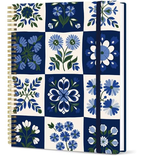 Large Spiral Lined Journal for Women, 8.5" x 11" Notebooks for Work Collge Ruled, A4 Aesthetic Cute Journaling Notebooks for Writing, Plastic Cover, Petal Array - color: P-Petal Array