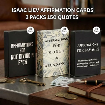 Isaac Liev 3-Pack Positive Daily Affirmation Cards For Men and Women Success, Motivational Card, Empowerment, Inspiration mindset Gifts - style: 3-PACK BUNDLE ,Birthday, 52 Reasons & Richest Affirmation