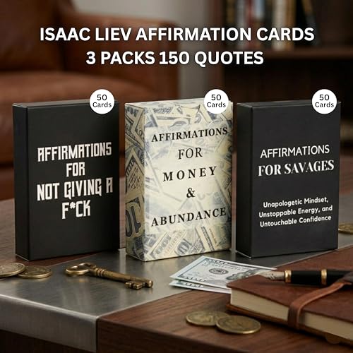 Isaac Liev 3-Pack Positive Daily Affirmation Cards For Men and Women Success, Motivational Card, Empowerment, Inspiration mindset Gifts - style: 3-PACK BUNDLE ,Birthday, 52 Reasons & Richest Affirmation