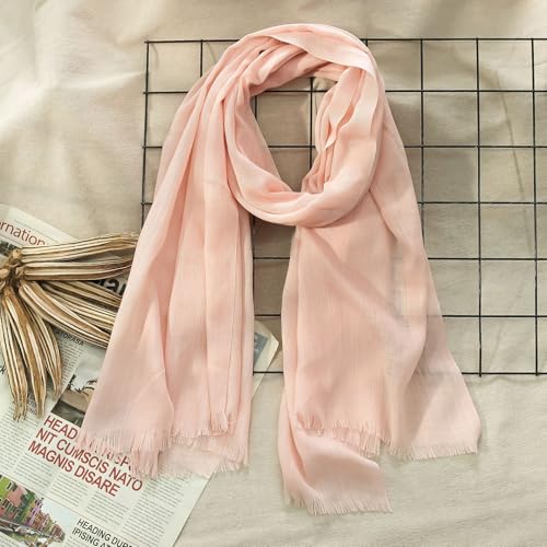 Women's Cotton Scarves Lady Light Soft Fashion Solid Scarf Wrap Shawl - color: Shallow Snow Sprout