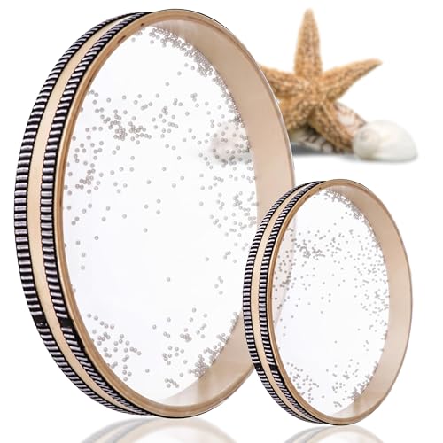 Pack of 2 Ocean Sound Drum – 10 Inch Ocean Drum and 4 Inch Wave Reel Musical Instruments for Adults Sea Sound for Relaxation Meditation Yoga Sea Reel for Home Supplies - size: Pack of 2
