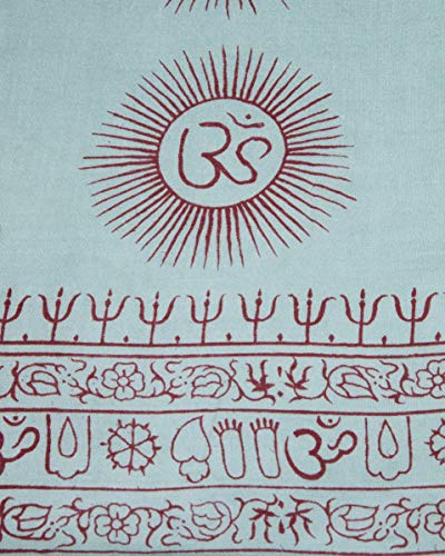 Yoga Scarf Meditation Shawl Large Wrap Hindu Prayer Stole OM print - color: Turquoise