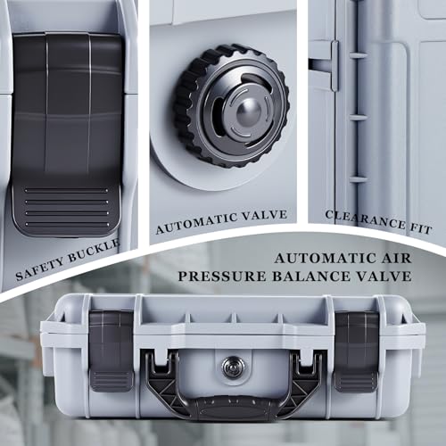 1 Pcs Waterproof Hard Case with DIY Customizable Foam Insert Portable Protective Case with Knife for Camera Drones Equipments Tools Test Instruments(Gray,11.3 x 8.7 x 4.2 Inch)