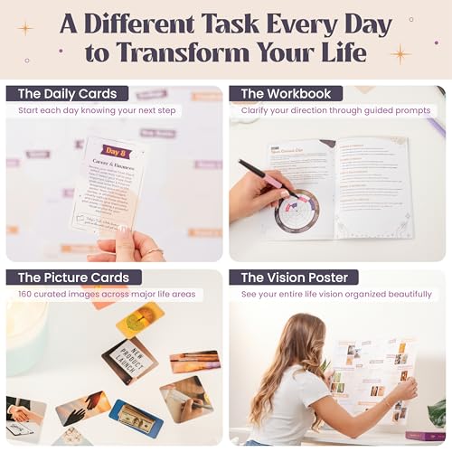 24-Day Guided Manifestation & Mindfulness Vision Board Kit with Positive Daily Affirmations Journey - color: Guided Vision Board Journey