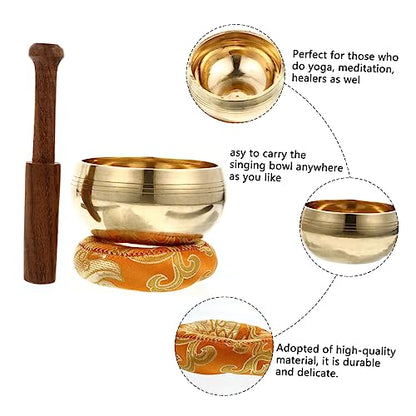 1set Manual Tapping Meditation Bowl with Striker and Cushion for Relaxation Nepal Singing Bowl for Yoga and Spiritual Practices Accessory