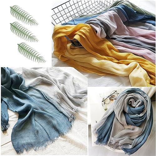 Cotton Linen Fashion Scarf,Gradient Two-tone Four Season Scarf Shawl Beach Gauze,Long Lightweight Travel scarf 75"×35"
