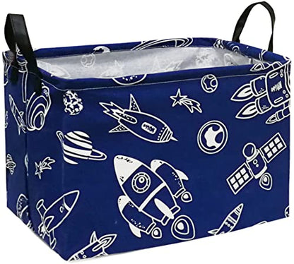 Storage Basket Home Shelf Basket Kids Organizer Box Clothes Laundry Hamper Nursery Bin Gift Laundry Basket with Handles for Home (Spacecraft) - color: Navy Spacecraft
