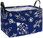 Storage Basket Home Shelf Basket Kids Organizer Box Clothes Laundry Hamper Nursery Bin Gift Laundry Basket with Handles for Home (Spacecraft) - color: Navy Spacecraft