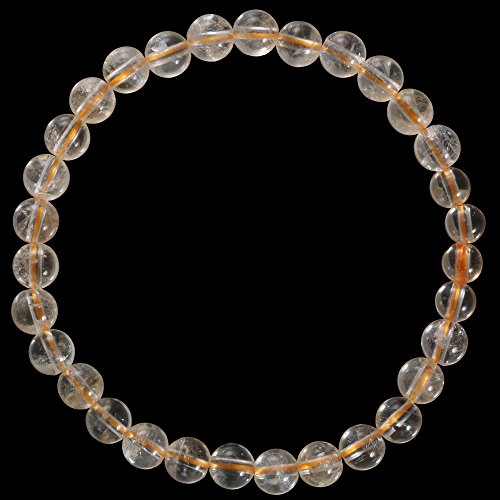 BRCbeads Gemstone Bracelets Natural Gemstone Birthstone Handmade Healing Power Crystal Beads Elastic Stretch 7.5 Inch Gift Box Unisex - color: Citrine