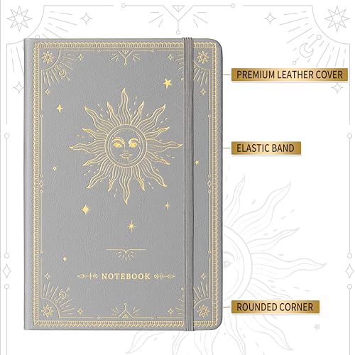 Artfan Ruled Notebook/Journal – Premium Thick Paper Classic Writing Notebook with Pocket + Page Dividers Gifts, Banded, Large, 128 Pages, Hard Cover, Lined (5.3" x 8.26") - Silver Grey - color: Silver Grey