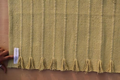 Jaipur Art & Rugs Cotton Yoga Rug - Eco-Friendly Hand-Woven Thick Mat (24”x72”x5mm) for Everyday Fitness at Home - Comfortable & Extra-Long - color: Yellow