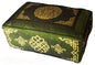 Meditation Cushion - Rectangular Zafu Buckwheat and Kapok Fill Longevity Dharma Key Green - color: Green Longevity Dharma Key