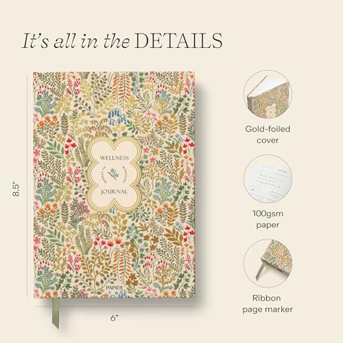 Papier Fairy Flies 12 Week Wellness Journal - Floral Hardback | Log Intentions Sleep & Energy, Morning & Evening | Weekly & Monthly CheckIn | Undated Planner | Reflection, Mindfulness | Self Care Gift