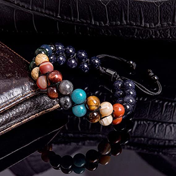 108 Mala Beads Necklace 7 Chakra Tree of Life Pendant Prayer Buddha Bracelets Healing Stone Yoga Men Women Jewelry - color: Eight Planets Star Beads-1