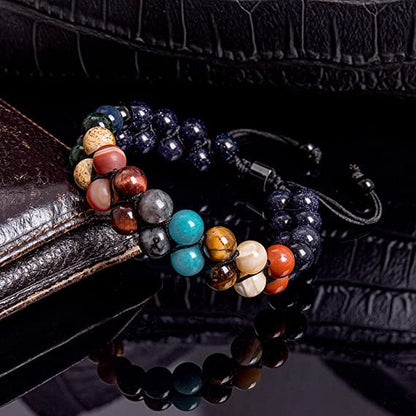 108 Mala Beads Necklace 7 Chakra Tree of Life Pendant Prayer Buddha Bracelets Healing Stone Yoga Men Women Jewelry - color: Eight Planets Star Beads-1