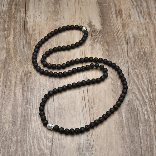 Buddha Charm Meditation Jewelry of 108 Mala Prayer Beads Bracelet or Necklace - style: Lava