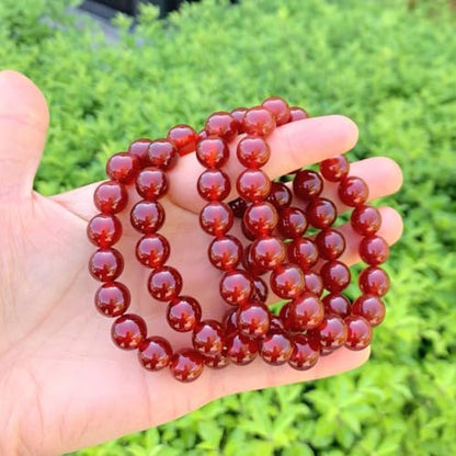 Adabele 1pc Natural Stretch Gemstone Bracelet 10mm (0.39") Bead 7 Inch to 8.5 Inch Healing Crystal Energy Quartz Chakra Jewelry Women Birthday Unisex Gift - color: Carnelian, size: 7.5 inch