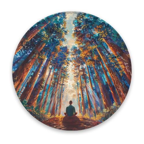 Meditating Ray Art Design 3 Foldable Round Mat Washable Throw Rugs Non-Slip Soft Floor Mats for Entryway Laundry Living Room Kid‘s Room Nursery Gift - color: Design 3, size: XL (47"- Diameter)