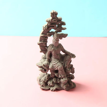 1PC Resin Green Sandstone Mixed Material Guanyin Statue, Water Moon Free Viewing Decor for Garden Bonsai Rockery, Living Room, Study, Prayer Room & Office Desk Zen Style