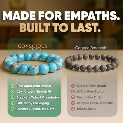 Conscious Items Protection Bracelets for Women & Men, Healing Crystal Bracelet with Natural Stones for Energy Shielding, Grounding, Stress, & Negative Energy Protection - style: Empath's Shield