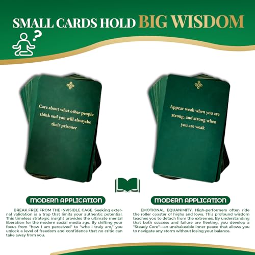 50 Strategic Wisdom Cards - Timeless Philosophy Deck for Leadership & Mastery - Premium High-Gloss Insight Deck for Executive Growth & Decision Making - Elegant Gift for Success (Dark Green) - color: Dark Green