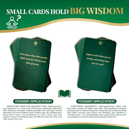 50 Strategic Wisdom Cards - Timeless Philosophy Deck for Leadership & Mastery - Premium High-Gloss Insight Deck for Executive Growth & Decision Making - Elegant Gift for Success (Dark Green) - color: Dark Green