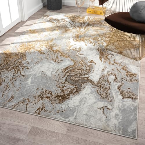 LUXE WEAVERS Marble Swirl Abstract Area Rug, Gray 5x7 - color: Grey, size: 5' x 7' (Rectangular)