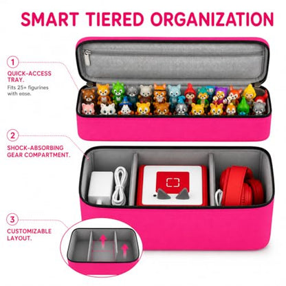 Bevegekos Carrying Storage Travel Bag for Toniebox 2 Starter Set, for 25+ Tonie Figures, Charging Station & Headphone, Case Only (Large, Rosy Red) - color: Rosy Red