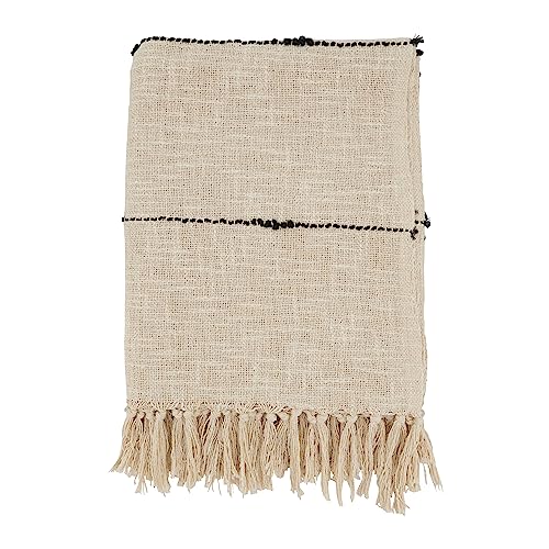 SARO LIFESTYLE Woven Bliss Textured Stripe Fringe Throw Blanket