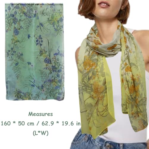 amokk 6 Packs Summer Scarf for Women Lightweight Floral Head Scarf Chiffon Shawl Warp