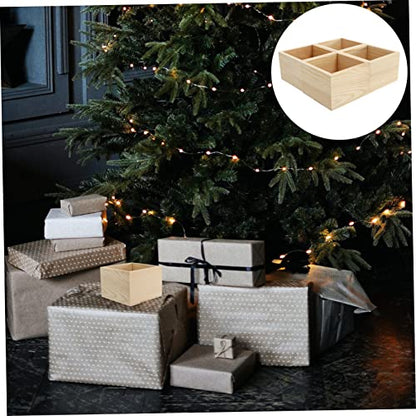 Tofficu 4pcs Diy Jewelry Storage Box Plano Storage Box Organizing Bins Earring Holder Solid Wood - size: 10X10X7CM