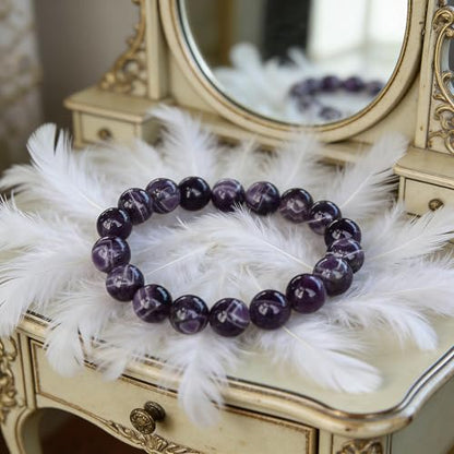 Natural Handmade Healing Chakra Bracelet - color: 10mm-Amethyst-FOR 7-8 INCH WRIST