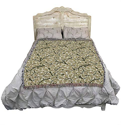 Pure Country Weavers William Morris Oak Tree Gold Blanket - Arts & Crafts - Gift Tapestry Throw Woven from Cotton - Made in the USA (72x54) - color: Gold, size: Large
