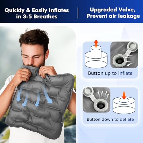 HiiPeak Inflatable Soccer World Cup Seat Cushion, Lightweight Compact Stadium Seat Pad Camping Air Seat Cushion for Gym Football Themed Party Bleachers Backpacking Hiking Airplane Office Car (Grey) - color: Grey