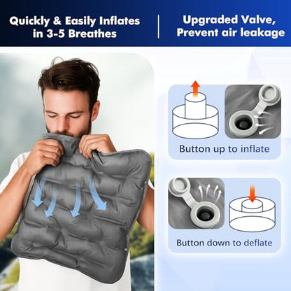 HiiPeak Inflatable Soccer World Cup Seat Cushion, Lightweight Compact Stadium Seat Pad Camping Air Seat Cushion for Gym Football Themed Party Bleachers Backpacking Hiking Airplane Office Car (Grey) - color: Grey