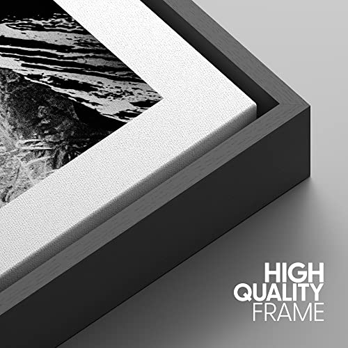 NWT Framed Canvas Print Wall Art Set Black White Snowy Winter Mountain Landscape Nature Wilderness Photography Modern Art Rustic Scenic Relax/Calm for Living Room, Bedroom, Office - 16"x24"x3 Black - color: A02-2203-fo18, size: 16" x 24" x 3 Panels BLACK