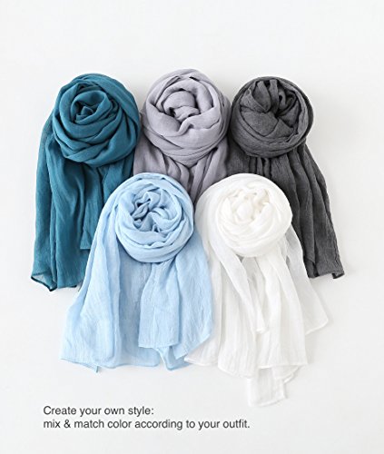 Jeelow Solid Color Scarf Wrap Shawl for Women Men – Soft Lightweight Head Scarf, All Season, Travel Beach Office Daily Wear - color: White