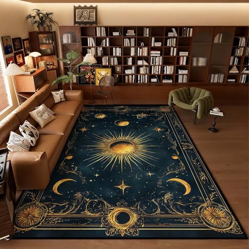 Sun and Moon Celestial Rug, Moon & Stars & Sun Area Rug, Night Sky Rugs, Solar System Rugs, Washable Boho Carpet for Bedroom, Living Room (9' x 13'(Rectangular)) - color: Multi 1, size: 9' x 13'(Rectangular)