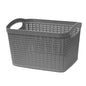 JVL Knit Design Loop Plastic Rectangular Small Storage Basket with Handles, Grey, 20 x 26 x 17 cm, 6.6 litres - color: Grey
