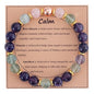 KSQS Healing Stone Bead Bracelet for Women, Natural Gemstones Balance Protection Bracelet, Spiritual Crystal Beads Bracelet Anxiety Relief with Meaning Card - style: Calm