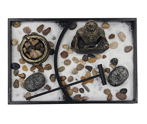 Buddha Zen Garden Tea Light Candle Holder Set (Meditation Buddha)