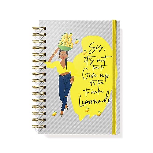Designer Greetings, Designer Papers Flex Cover Journal with Elastic Band, Sis, Make Lemonade Design - 320 Pages (6” x 8.25”) - Back-to-School Supplies, Creative Writing, Personal Notes - style: Sis, Make Lemonade