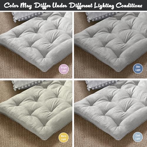 Intelligent Design Edelia Foldable Poly Chenille Light Weight Lounge Floor Pillow Cushion Tufted Seat for Meditation, Game Playing, Yoga, Reading with Travel Wrap, 74x27, Gray - color: Gray