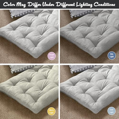 Intelligent Design Edelia Foldable Poly Chenille Light Weight Lounge Floor Pillow Cushion Tufted Seat for Meditation, Game Playing, Yoga, Reading with Travel Wrap, 74x27, Gray - color: Gray